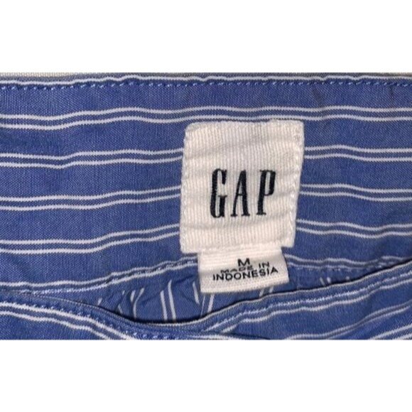 Gap Blue & White Striped Button-Up Blouse Medium 100% Cotton Made In Indonesia - Picture 4 of 12